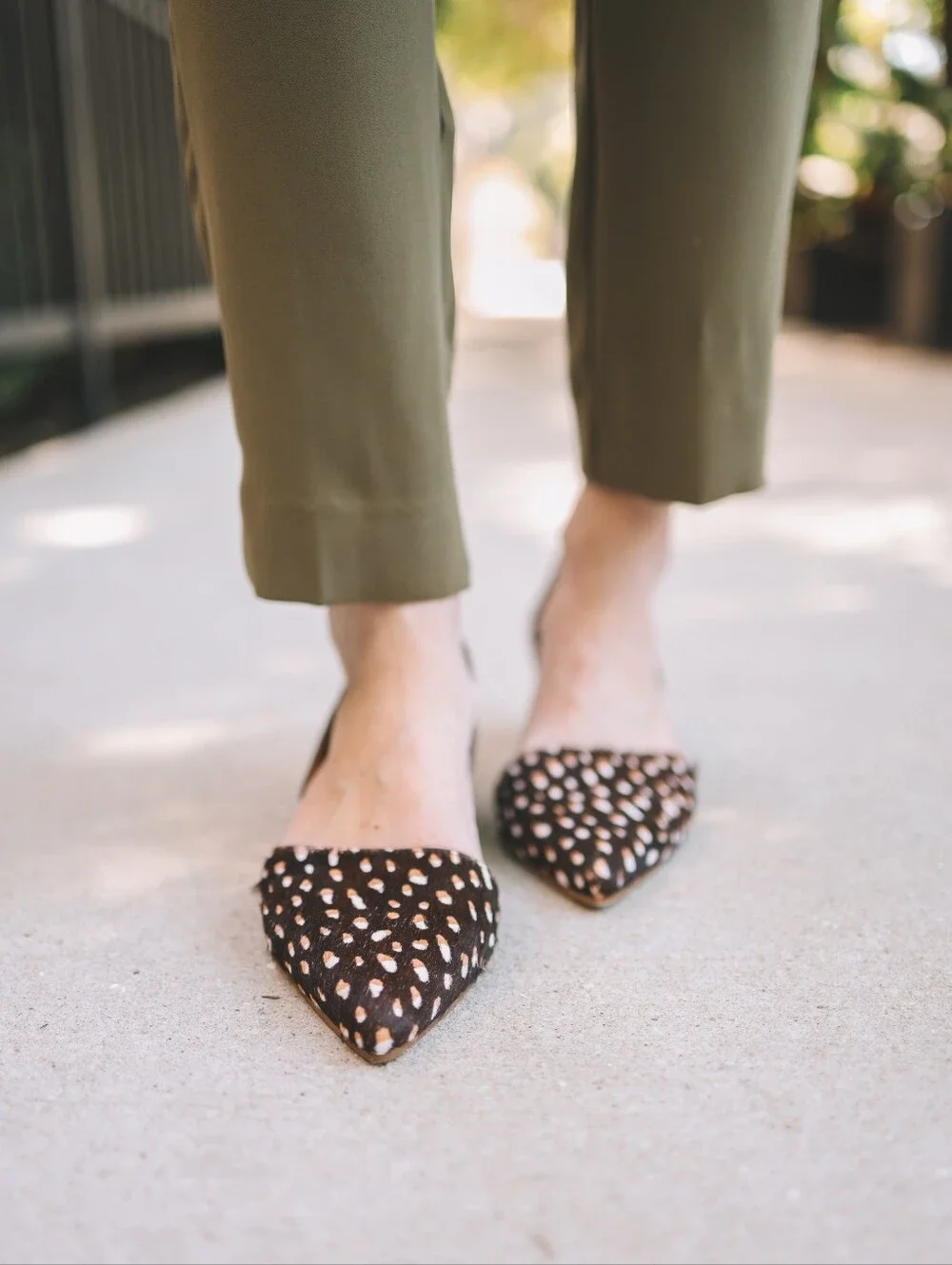 J. Crew Pointed D'Orsay Flats in Brown Leopard Spot Size 7.5